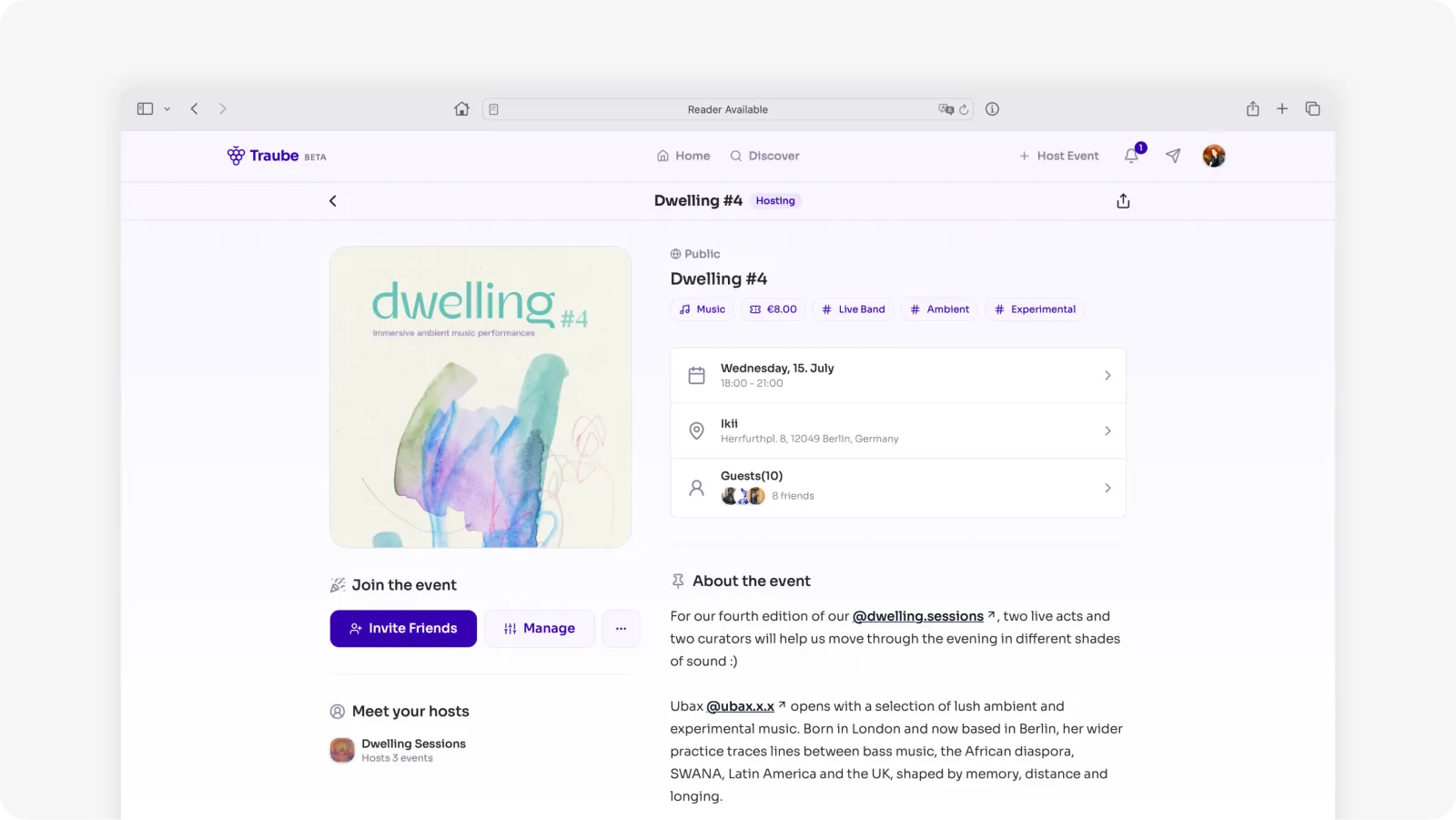 Traube — community and profiles